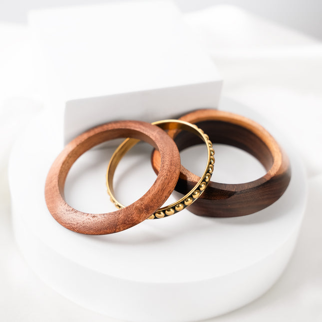 Heritage Beaded Wooden Bangle Set