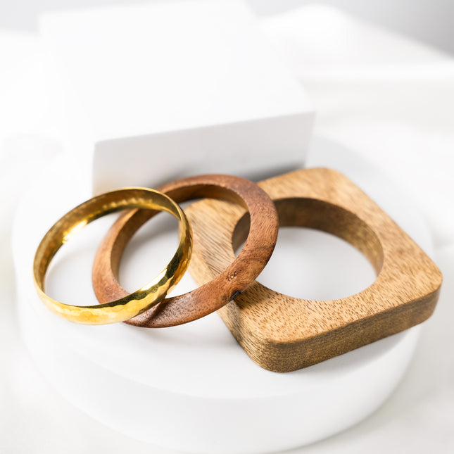 Golden Aura Wooden Bangle Set