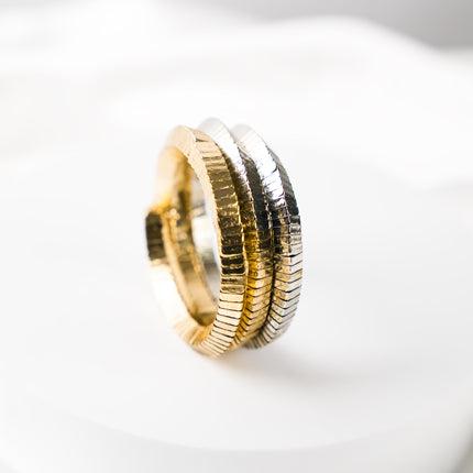 Golden Silver Spiral Stack Bracelet