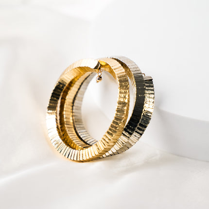Golden Silver Spiral Stack Bracelet