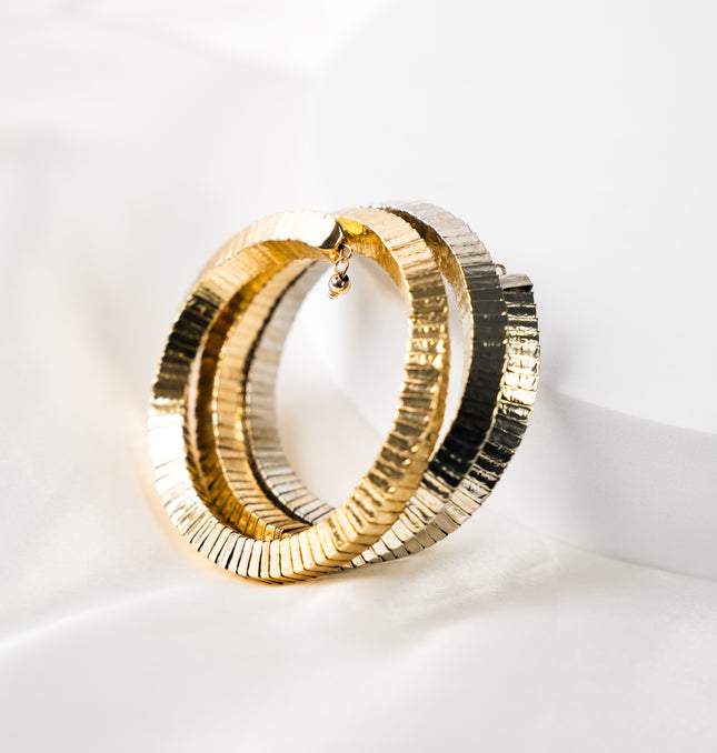 Golden Silver Spiral Stack Bracelet
