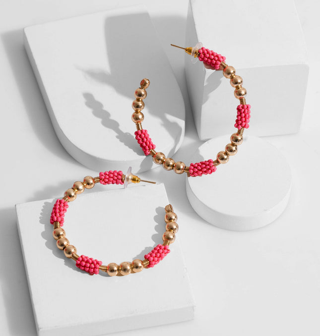 Pink Paradise Hoop Earrings - HASHTACK
