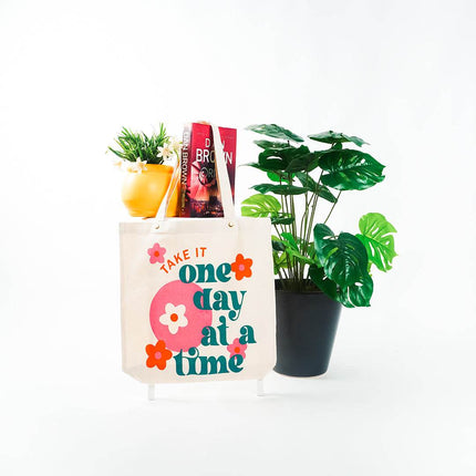 One Day At A Time Canvas Tote Bag - HASHTACK
