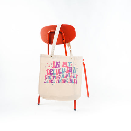 Colorful Delulu Era Canvas Tote Bag