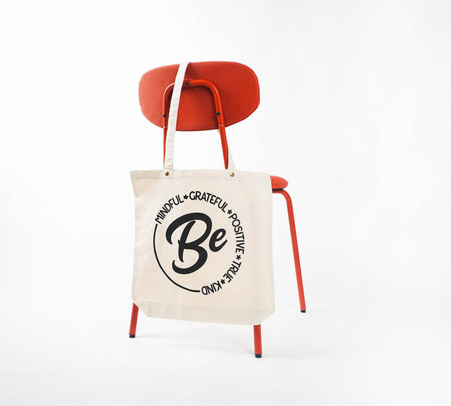 Be Positive Canvas Tote Bag - HASHTACK