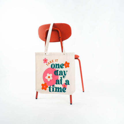 One Day At A Time Canvas Tote Bag - HASHTACK