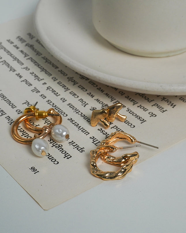 Golden Dazzle Earring Set of 5