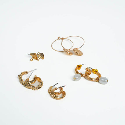 Golden Dazzle Earring Set of 5 - HASHTACK