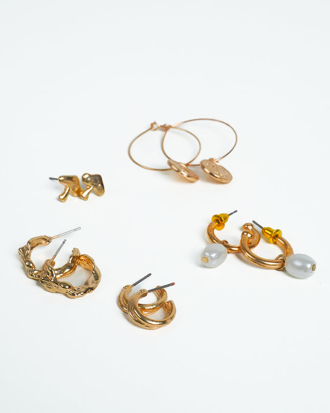 Golden Dazzle Earring Set of 5