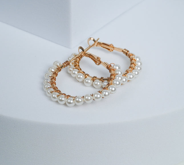 Shining Pearl Hoops