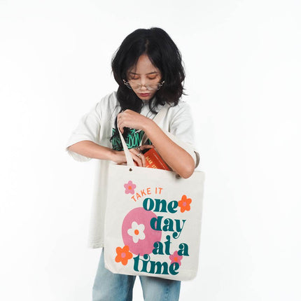 One Day At A Time Canvas Tote Bag - HASHTACK