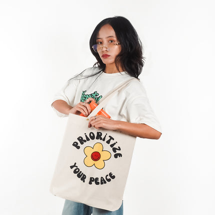 Prioritise Your Peace Canvas Tote Bag