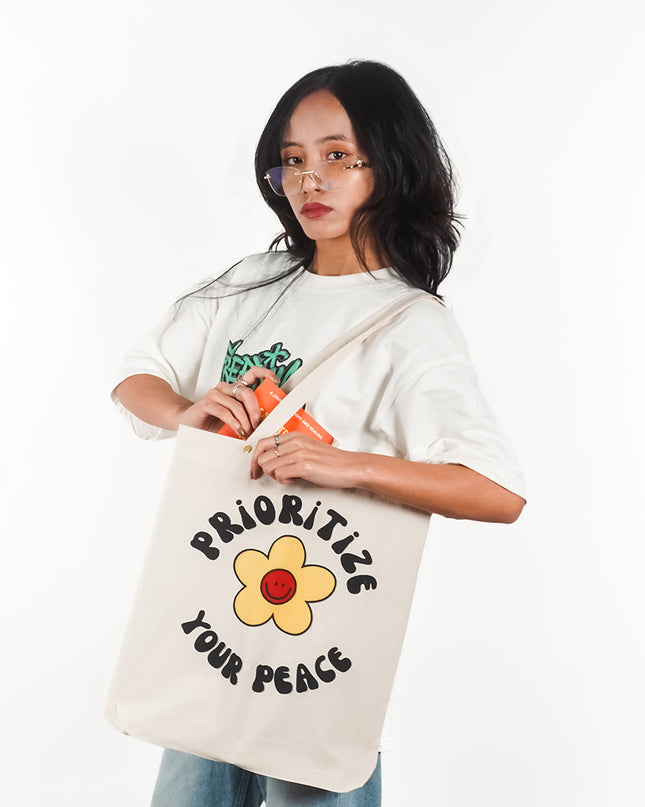 Prioritise Your Peace Canvas Tote Bag