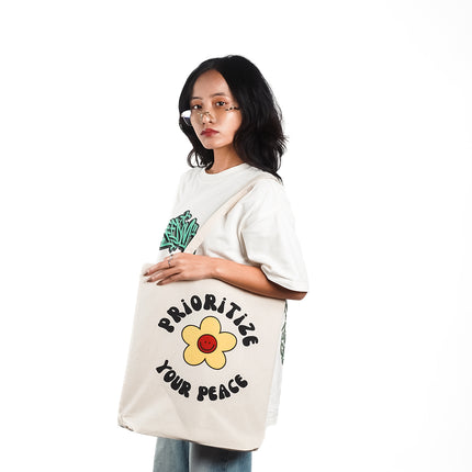 Prioritise Your Peace Canvas Tote Bag