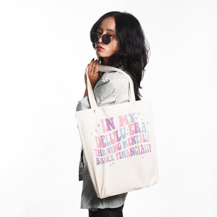 Colorful Delulu Era Canvas Tote Bag