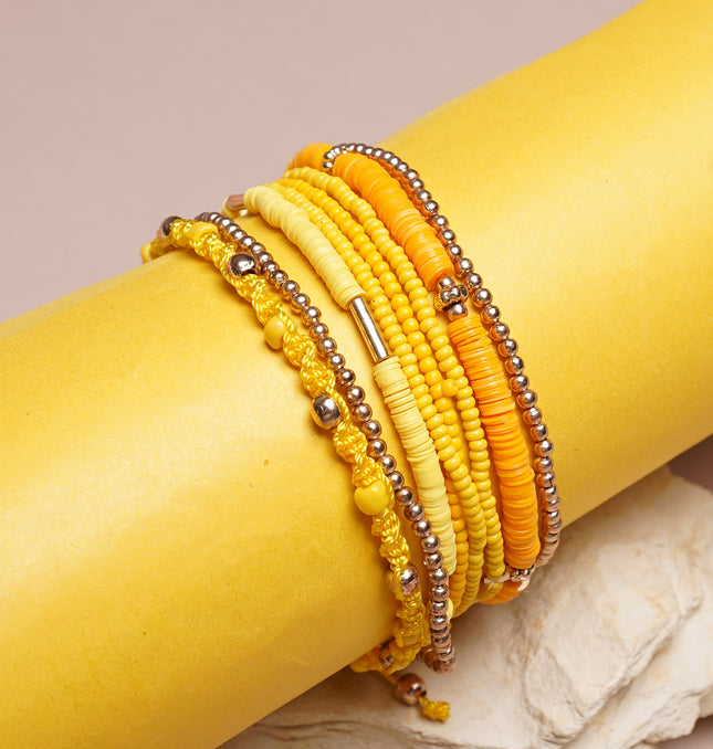 Sunlight - Set Of 8 Bohemian Bead layer Bracelet