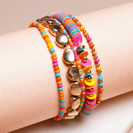 Multi- Set Of 5 Bohemian Bead layer Bracelet