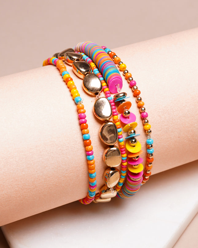 Multi- Set Of 5 Bohemian Bead layer Bracelet