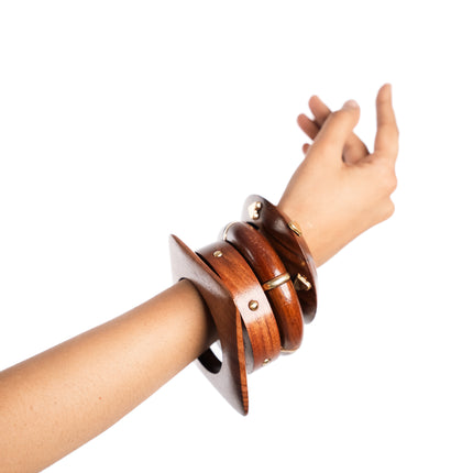 Rustic Aura Wooden Bangle Set