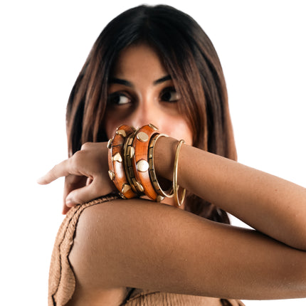 Golden Heartwood Bangle Set