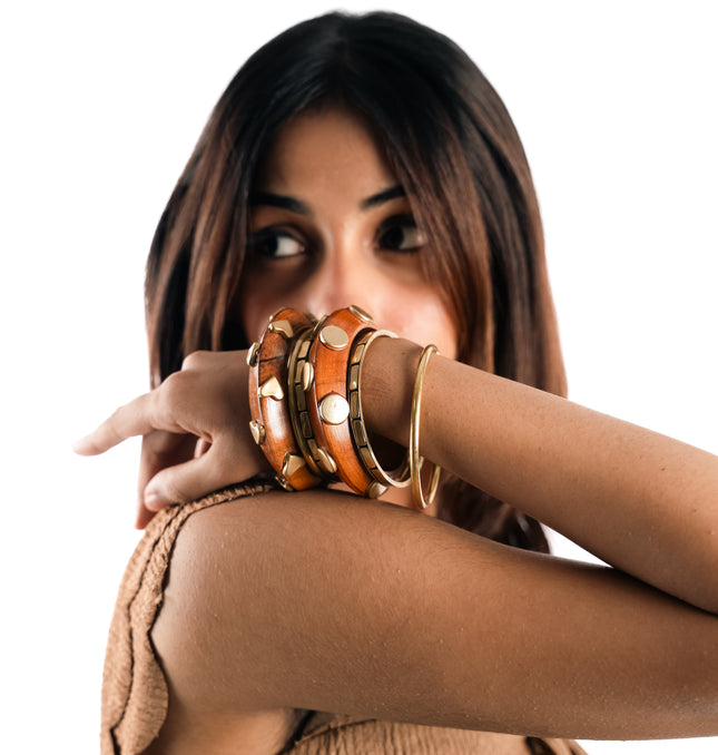 Golden Heartwood Bangle Set
