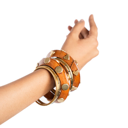 Golden Heartwood Bangle Set