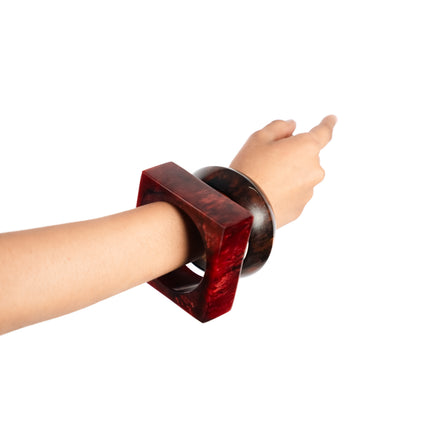 Royal Ember Resin Bangle Duo