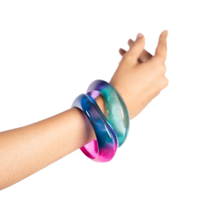 Chromatic Swirl Resin Bangles