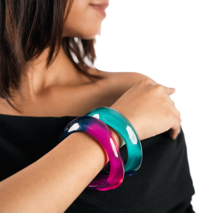 Chromatic Swirl Resin Bangles