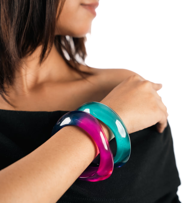 Chromatic Swirl Resin Bangles