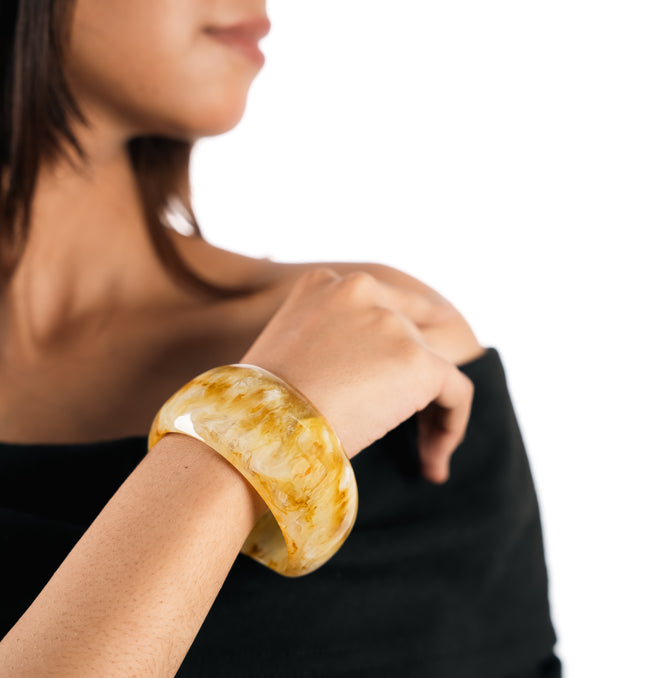 Golden Marble Chunky Resin Bangle