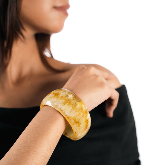 Golden Marble Chunky Resin Bangle