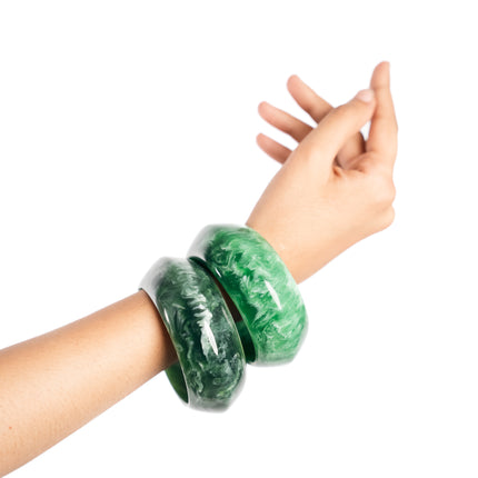 Emerald Swirl Statement Bangle Set