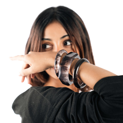 Smoky Quartz Statement Bangle Set