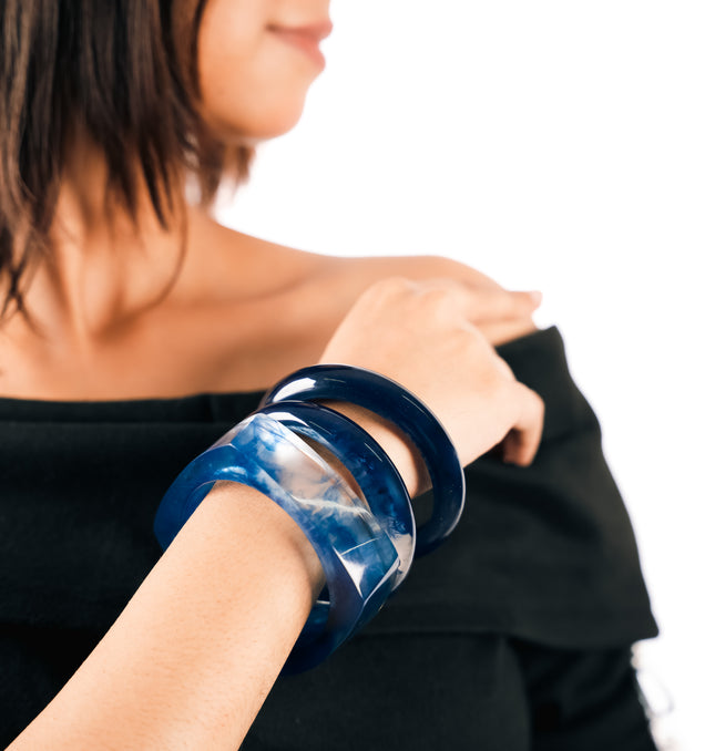 Midnight Marble Chunky Bangle Set