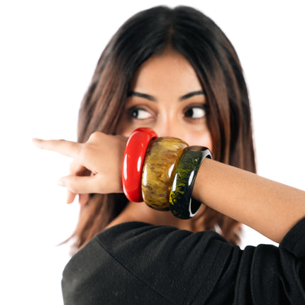 Trio Bold Resin Bangle Set