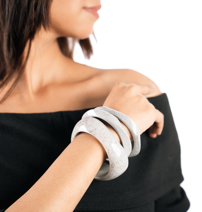 Grey Marble Elegance Bangle Set