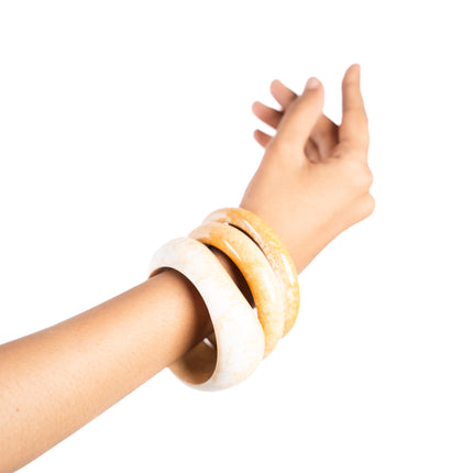 Sunlit Marble Bangle Set