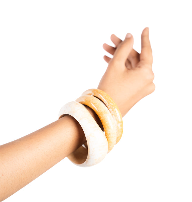 Sunlit Marble Bangle Set