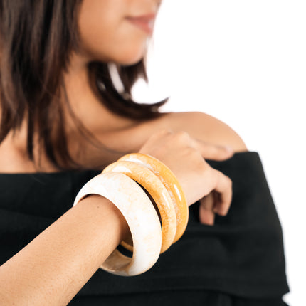 Sunlit Marble Bangle Set