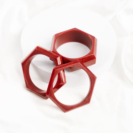 Crimson Edge Geometric Resin Bangles