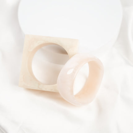 Ivory Marble Statement Bangle Duo
