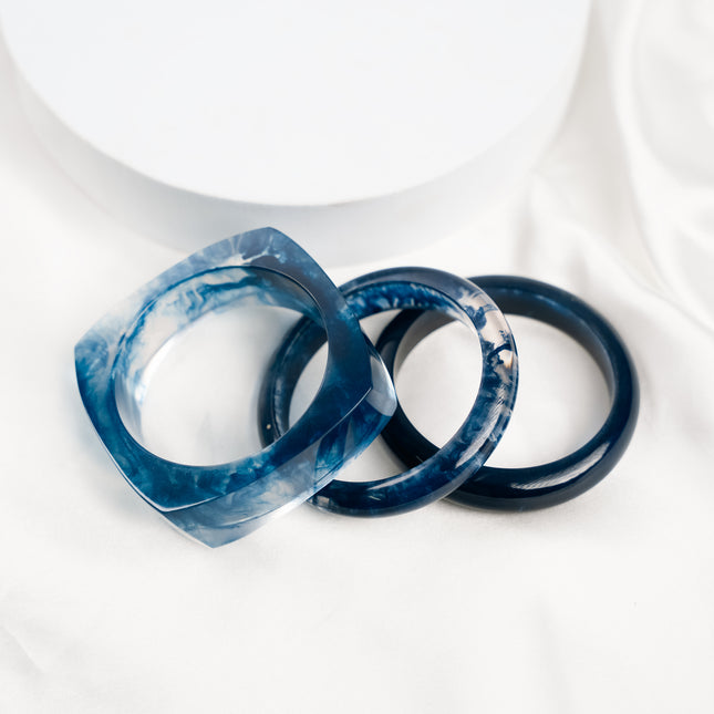 Midnight Marble Chunky Bangle Set