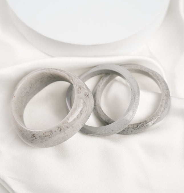 Grey Marble Elegance Bangle Set