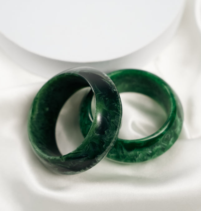 Emerald Swirl Statement Bangle Set