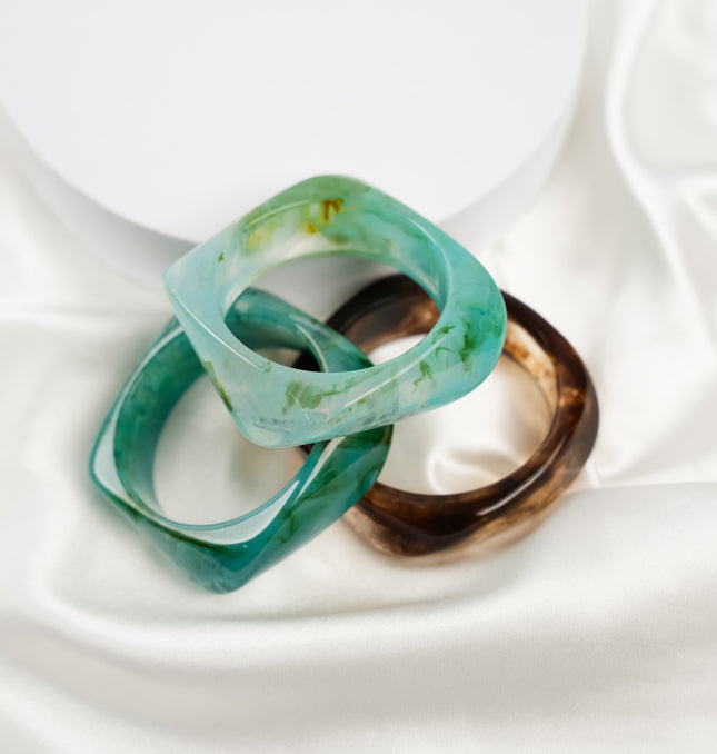 Aqua Marble Chic Resin Bangle Set