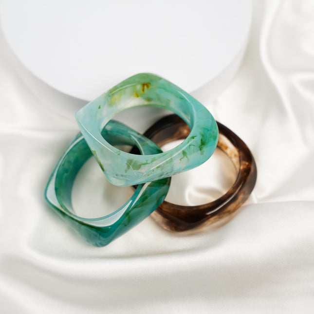 Aqua Marble Chic Resin Bangle Set