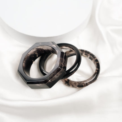 Smoky Quartz Statement Bangle Set