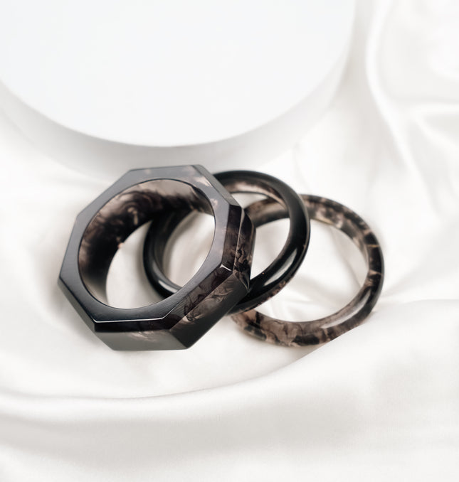 Smoky Quartz Statement Bangle Set