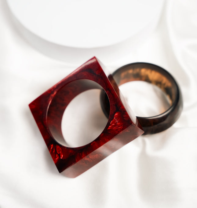 Royal Ember Resin Bangle Duo